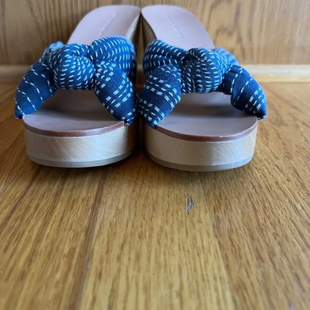 Loeffler Randall Taylor Wedge Sandals Womens blue 7 Knotted‎ Upper EUC